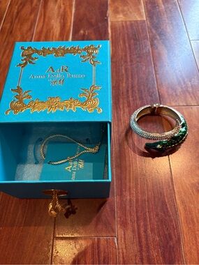 Green Crystal Snake Hinge Bracelet